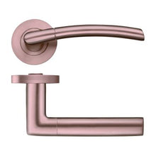 Load image into Gallery viewer, Zoo Stanza Designer Olympus Screw On Rose Door Lever Handles In Tuscan Rose Gold ZPZ140-TRG
