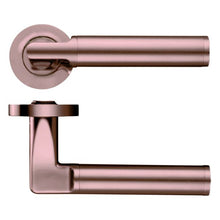 Load image into Gallery viewer, Zoo Stanza Designer Milan Screw On Rose Door Lever Handles In Tuscan Rose Gold ZPZ030-TRG
