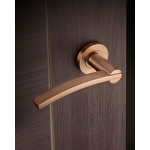 Load image into Gallery viewer, Zoo Stanza Designer Adria Screw On Rose Door Levers In Tuscan Rose Gold 
