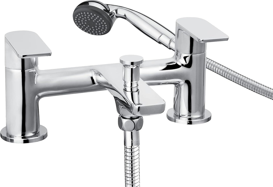 Cascade Trapeze - Bath Shower Dual Lever Mixer Tap - Chrome - High Quality