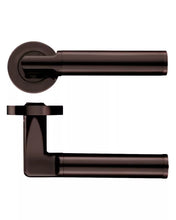 Load image into Gallery viewer, Zoo Stanza Designer Milan Screw On Rose Door Lever Handle In Etna Bronze ZPZ030-ETB
