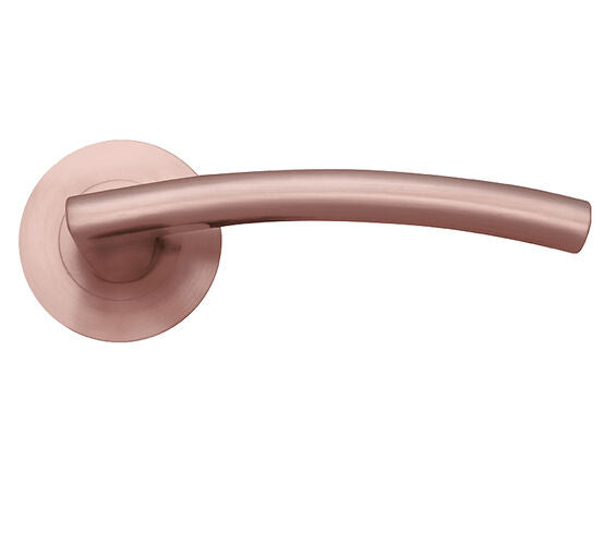 Zoo Stanza Designer Amalfi Screw On Rose Door Lever Handles In Tuscan Rose Gold ZPZ080-TRG