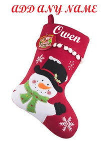 Personalised Deluxe Plush snowman Christmas Stocking ADD ANY NAME