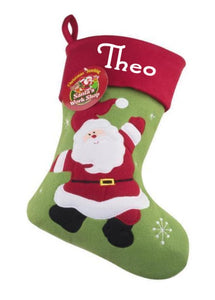 Personalised Deluxe Plush Green Santa Stocking Add any name