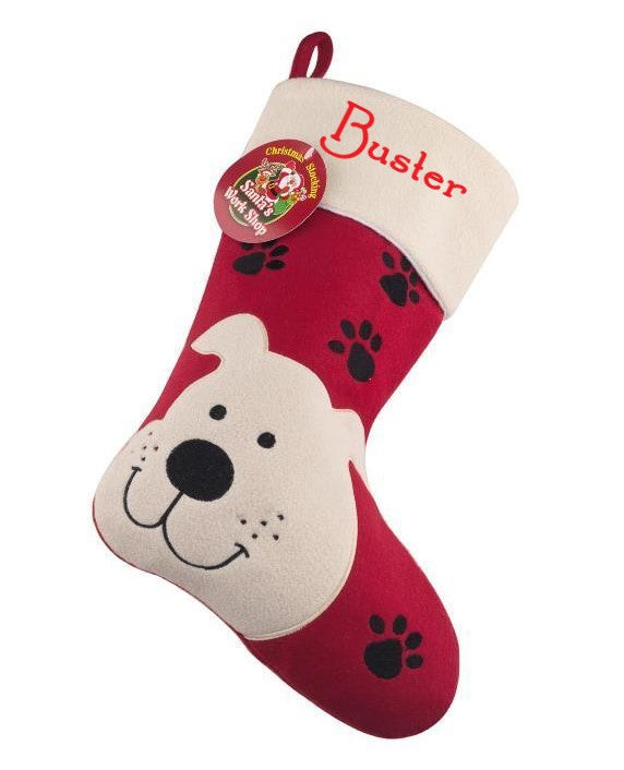 Personalised Deluxe Plush Dog Stocking Add any name