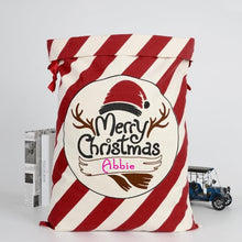 Load image into Gallery viewer, PERSONALISED LUXURY CHRISTMAS SACK 100% COTTON ADD ANY NAME
