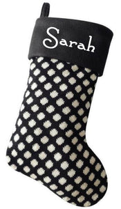 Luxury Deluxe Plush Personalised Black & White Christmas Stocking add any name