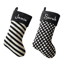 Load image into Gallery viewer, Luxury Deluxe Plush Personalised Black &amp; White Christmas Stocking add any name
