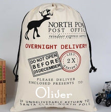 Load image into Gallery viewer, LARGE NORTH POLE POST OFFICE! CHRISTMAS SACK PERSONALISED WITH ANY NAME 100% COTTON
