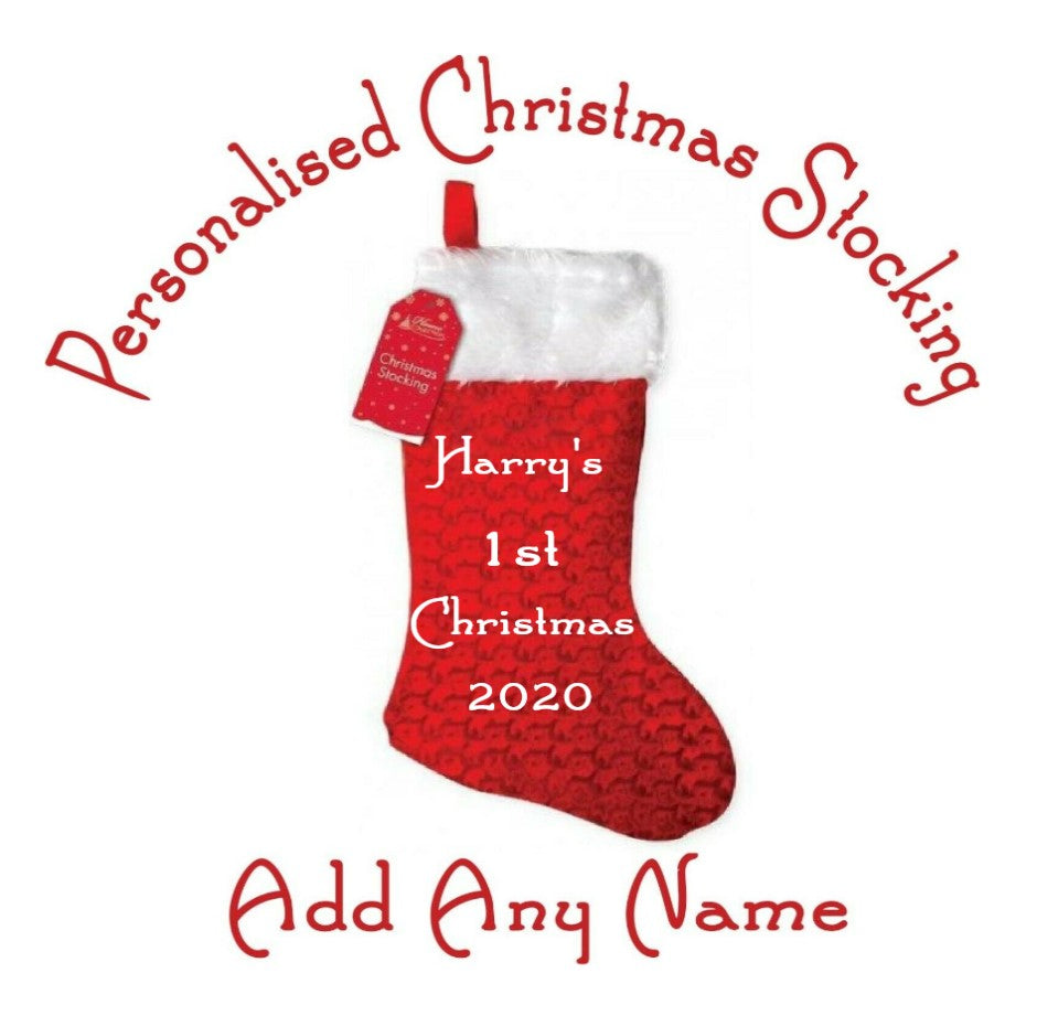 FIRST CHRISTMAS PERSONALISED LUXURY VELVET STOCKING